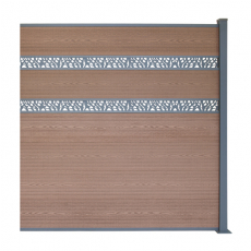 WPC plotový set hnedá vzor dreva, s 2 dek. panelmi