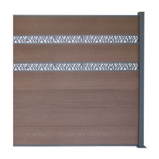 WPC plotový set orech vzor dreva, s 2 dek. panelmi