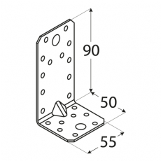 Uholník s prelisom 90x50x55x1,5mm