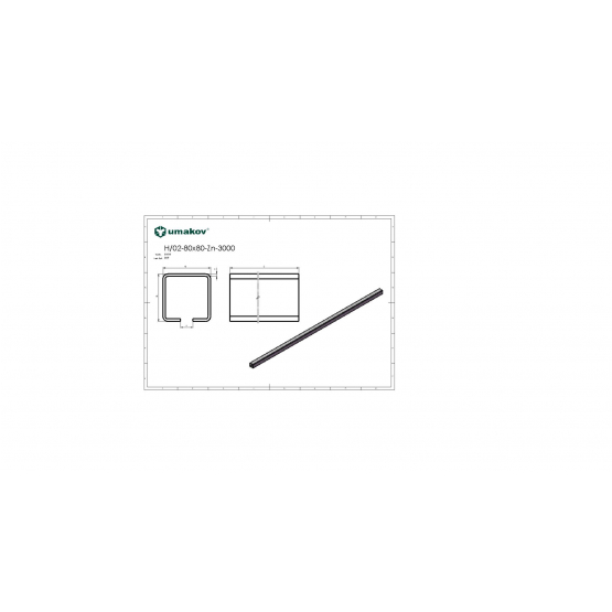 Profil vodiaci spodný Zn, 78x78x4mm, L3m - detail 2 - detail 2