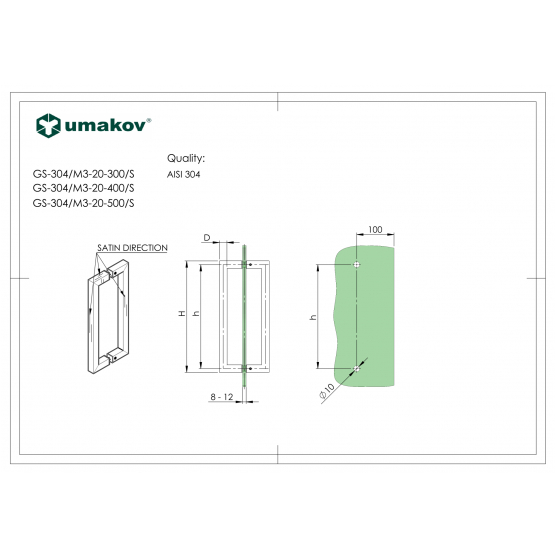 Madlo - brusený nerez AISI304, K320 - detail 1 - detail 1