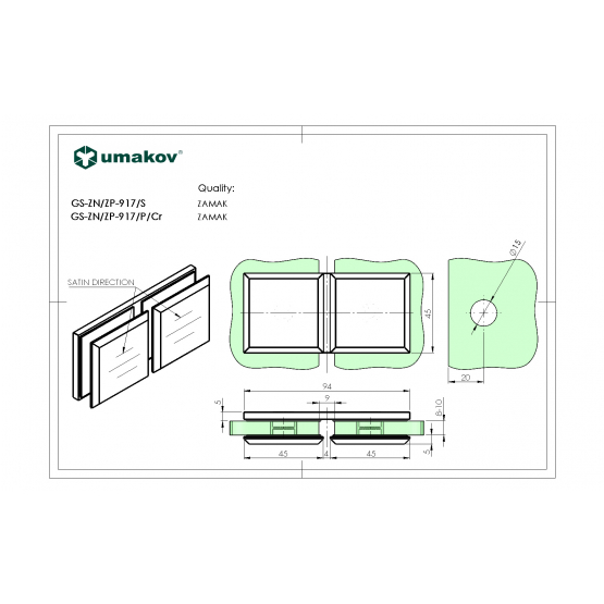 Zasklenie pevne - spojka skla,Zamak, T 8-10mm - detail 1 - detail 1