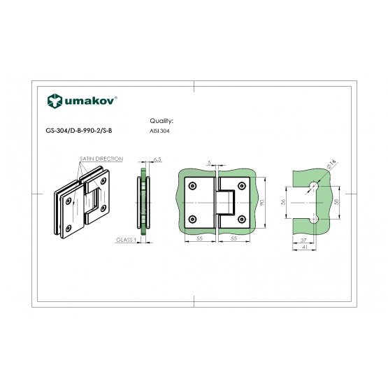 Záves pre sklenené dvere sklo/sklo +/- 90stup. AIS - detail 2 - detail 2