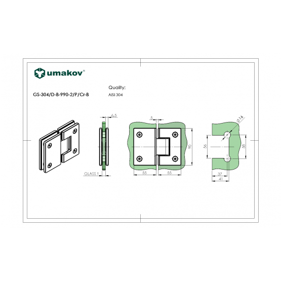 Záves pre sklenené dvere sklo/sklo +/- 90stup. AIS - detail 2 - detail 2
