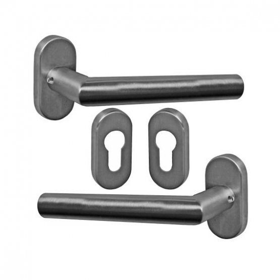 Kľučka so štítkom - pár, AISI 304, K320 - detail 2 - detail 2