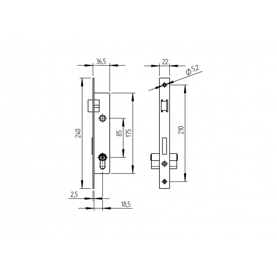 Zámok s cylin.vložkou do JPprofilu 40x40mm,AISI304 - detail 3 - detail 3