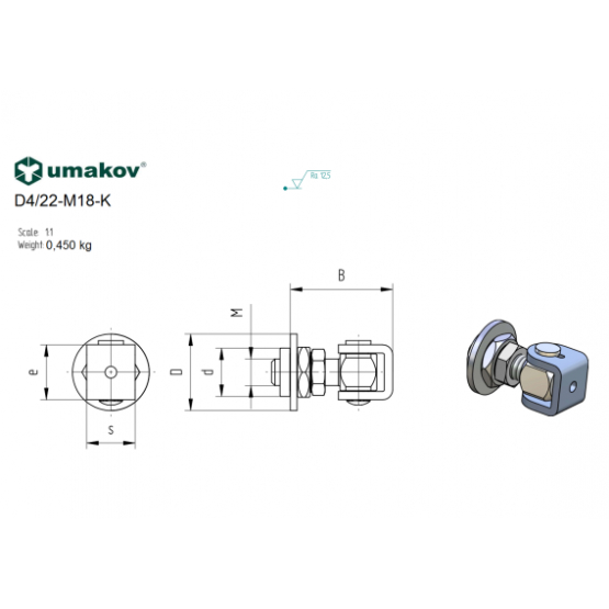 Záves nastaviteľný s otočnou podložkou Zn, M18, - detail 1 - detail 1