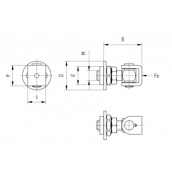 Záves nastaviteľný s otočnou podložkou Zn, M18, - detail 2 - detail 2