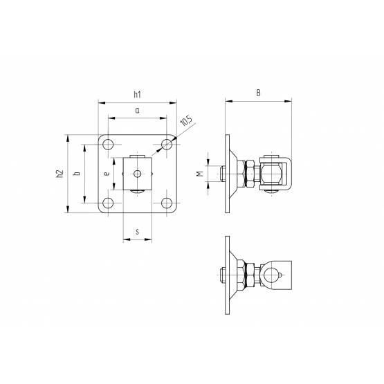INOX záves nastav. s kotviacou prírubou M20, 100x1 - detail 3 - detail 3