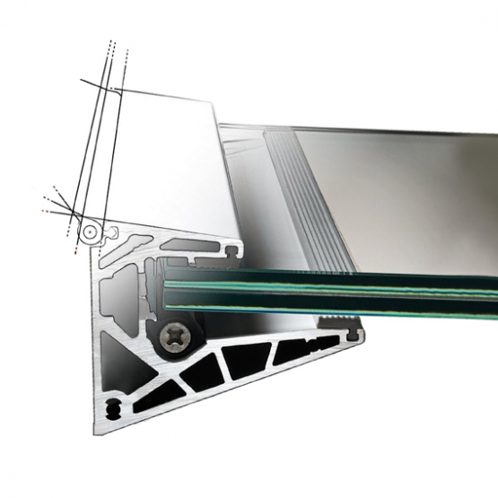 Presklená strieška hliník profil 100x80mm +2° ETA - detail 1 - detail 1