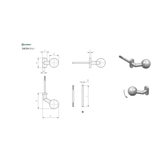 Kľučka - guľa pevná- pár AISI 304, K320, ľavá - detail 2 - detail 2