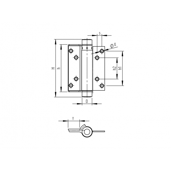 INOX záves pružinový jednostranný, L=125mm - detail 1 - detail 1