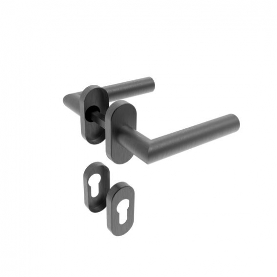 Kľučka so štítkom - pár, AISI 304, K320 - detail 1 - detail 1