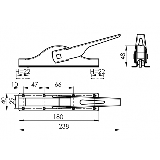Pákový uzáver, Zn, L180mm - detail 2 - detail 2