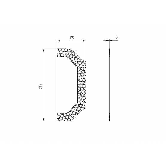Štitok bránový zdobený bez otvorov 265x105, t3mm - detail 2 - detail 2