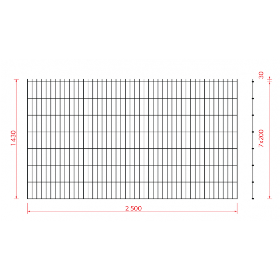 Zváraný plotový panel N2D 2500x1430mm D5/4/5mm antracit - detail 3 - detail 3