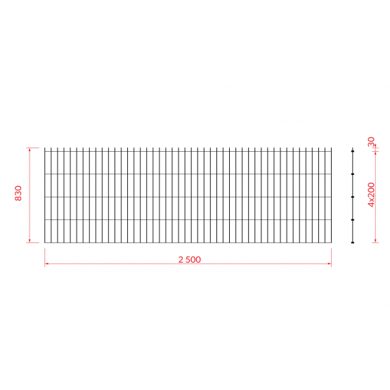 Zváraný plotový panel N2D 2500x830mm D5/4/5mm zelená - detail 2 - detail 2
