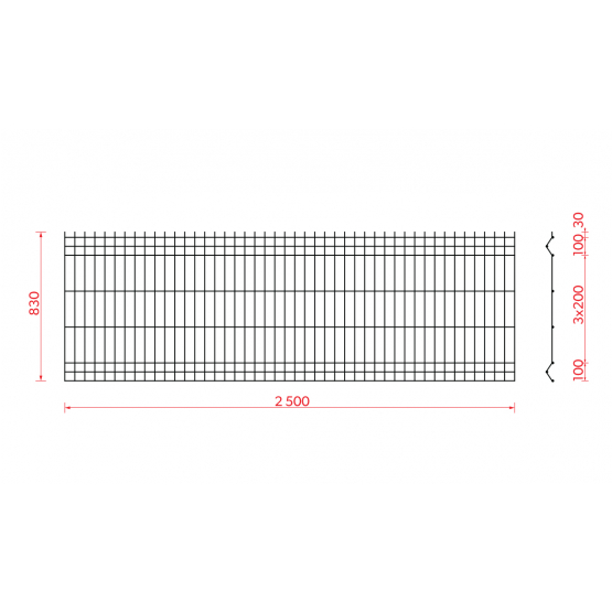 Zváraný plotový panel 3D ZnPVC 2500x830x4mm zelená - detail 2 - detail 2