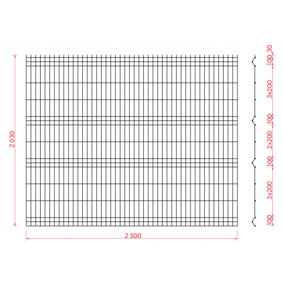 Zváraný plotový panel 3D ZnPVC 2500x2030x4mm zelená - detail 2 - detail 2