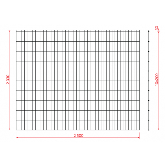 Zváraný plotový panel N2D 2500x2030mm D5/4/5mm zelená - detail 2 - detail 2