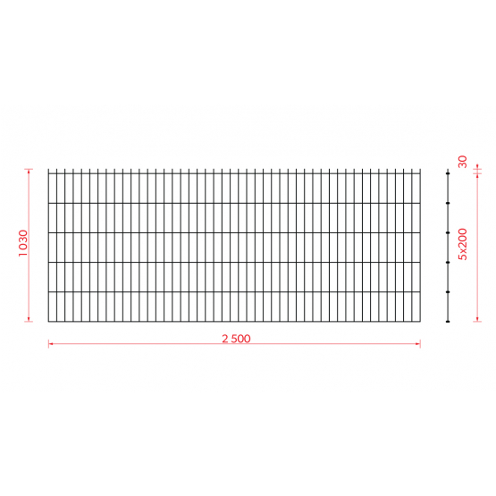 Zváraný plotový panel N2D 2500x1030mm D5/4/5mm zelená - detail 2 - detail 2