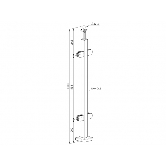 Stĺpik, vrchné kotvenie - obojstranný 180° AISI304 - detail 2 - detail 2