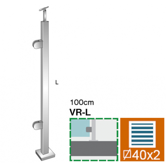 Stĺpik, vrchné kotvenie - ľavý AISI304, 40x40x2/2x - detail 1 - detail 1