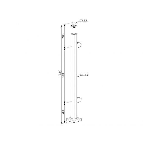 Stĺpik, vrchné kotvenie - pravý AISI304, 40x40x2/2 - detail 2 - detail 2