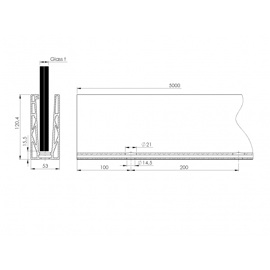 Celosklenené zábradlie-profil dutý-vrchné kotvenie - detail 3 - detail 3