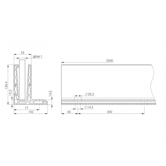 Celosklenené zábradlie-profil dutý-vrchné kotvenie - detail 2 - detail 2