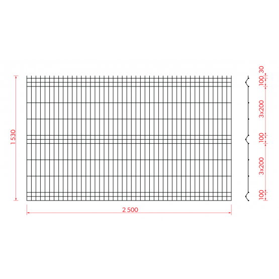 Zváraný plotový panel 3D ZnPVC 2500x1530x4mm čierna - detail 3 - detail 3