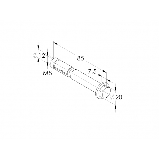 Vysokovýkonná kotva so šesťhrannou hlavou M8 - detail 2 - detail 2