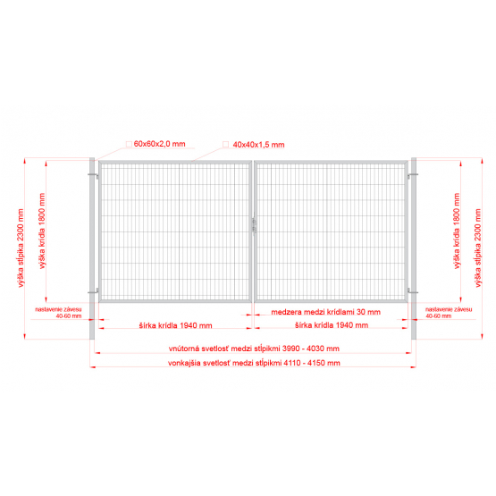 Brána 2kr. SQUARE ZnPVC 4000x1800mm, antracit - detail 2 - detail 2