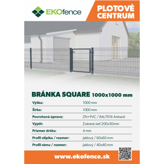 Bránka 1kr. SQUARE ZnPVC 1000x1000mm, antracit - detail 2 - detail 2