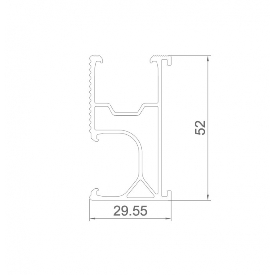 Montážny hliníkový profil R52-4700 čierny - detail 2 - detail 2
