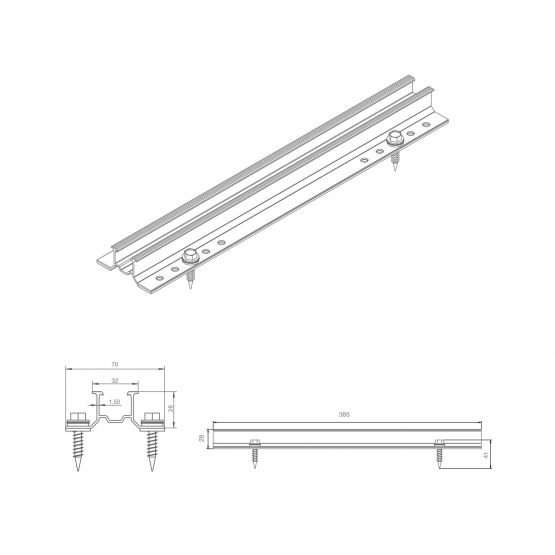 Lišta montážna hliníková 26mm pre trapez. plech - detail 4 - detail 4