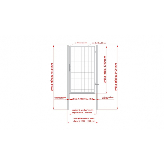 Bránka 1kr. 2D BOX ZnPVC 1000x1700mm RAL 7016 antracit - detail 7 - detail 7
