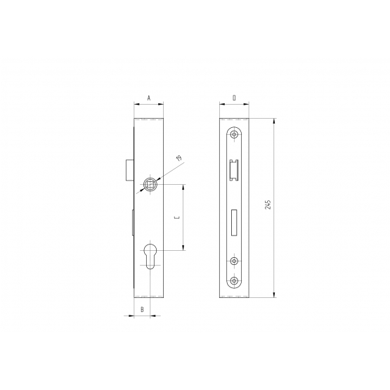 Zámková krabica so zámkom, bez kľučky, pre JP50x30 - detail 2 - detail 2