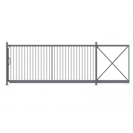 Posuvná samonosná brána INDUSTRY ZnPVC 4000x1800mm, antracit P/Ľ - detail 1 - detail 1