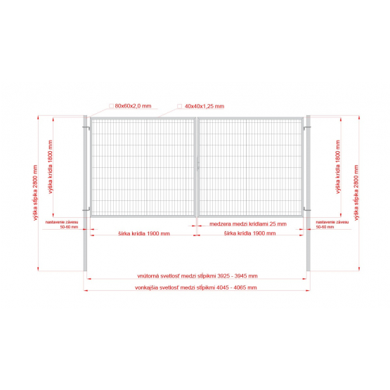 Brána 2kr. 2D BOX ZnPVC 4000x1800mm RAL7016 antracit - detail 4 - detail 4