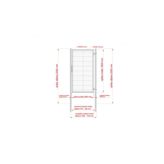 Bránka 1kr. 2D BOX ZnPVC 1000x1800mm RAL 6005 zelená - detail 4 - detail 4