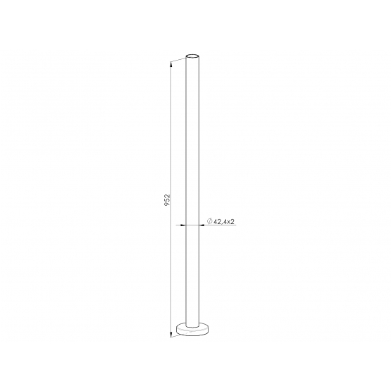 Stĺpik antikor, VK-rovné AISI304, D42,4/H1000mm - detail 2 - detail 2