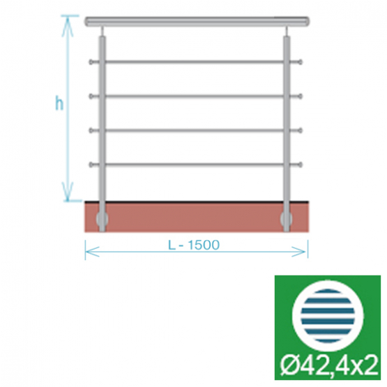 Nerezové zábradlie, AISI304, 1500x900mm, BR - detail 1 - detail 1