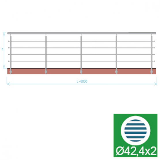Nerezové zábradlie, AISI304, 6000x900mm, BR - detail 1 - detail 1