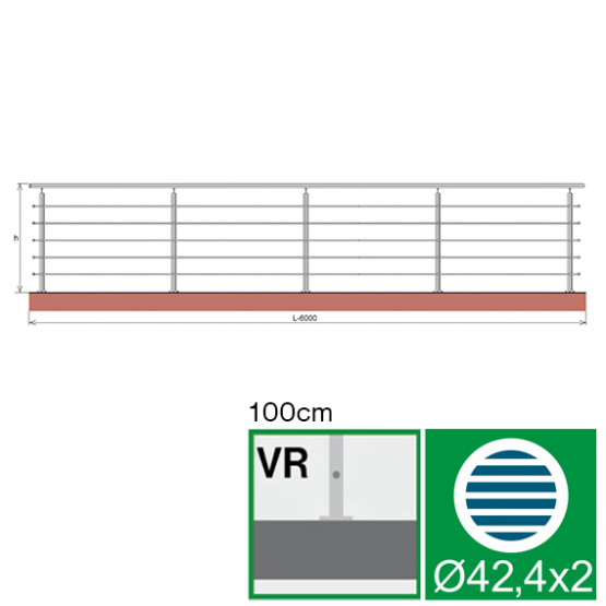 Nerezové zábradlie, AISI304, 6000x1000mm - detail 1 - detail 1