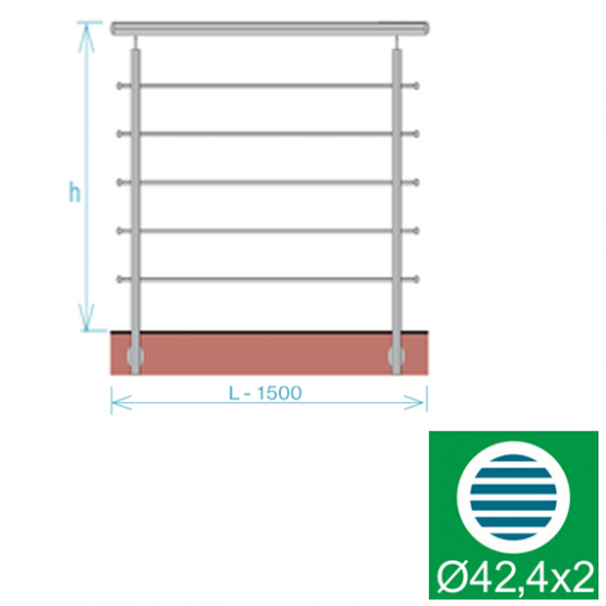 Nerezové zábradlie, AISI304, 1500x1000mm, BR - detail 1 - detail 1
