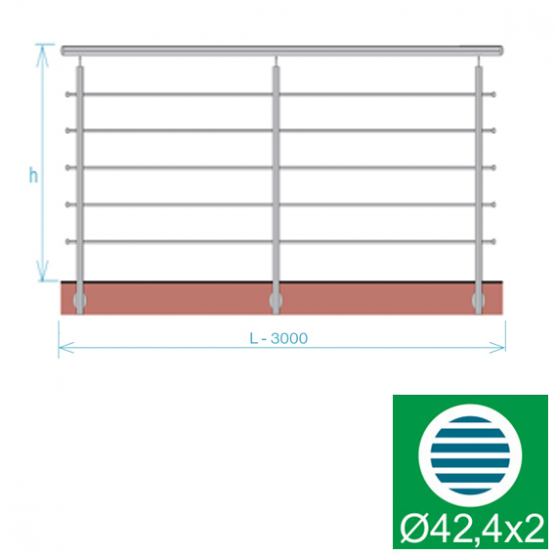 Nerezové zábradlie, AISI304, 3000x1000mm, BR - detail 1 - detail 1