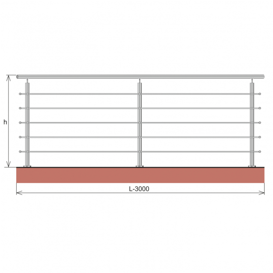 Nerezové zábradlie, AISI316, 3000x1000mm - detail 1 - detail 1