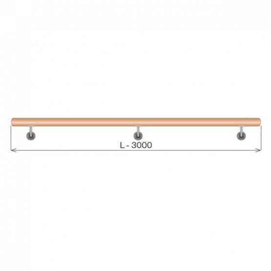 Drevené madlo DUB - CINK a nerezové držiaky, L3000mm - detail 2 - detail 2