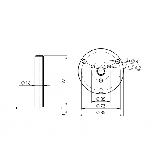 Kotvenie vrchné-drevený stĺpik - detail 2 - detail 2